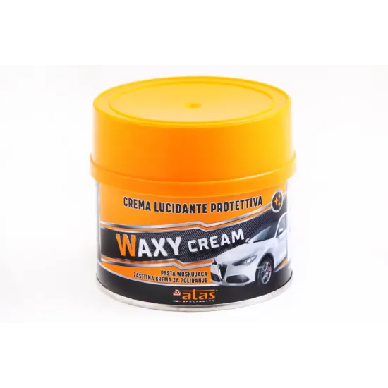 Поліроль кузова автовоск "Atas" Waxy cream силіконовий 250мл з губкою